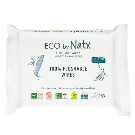 Eco by Naty Flushable Baby Wipes - Compostable and Plant-Based Wipes, Chemical-Free and Hypoallergenic Baby Wipes Safe for Baby Sensitive Skin (504 Count)