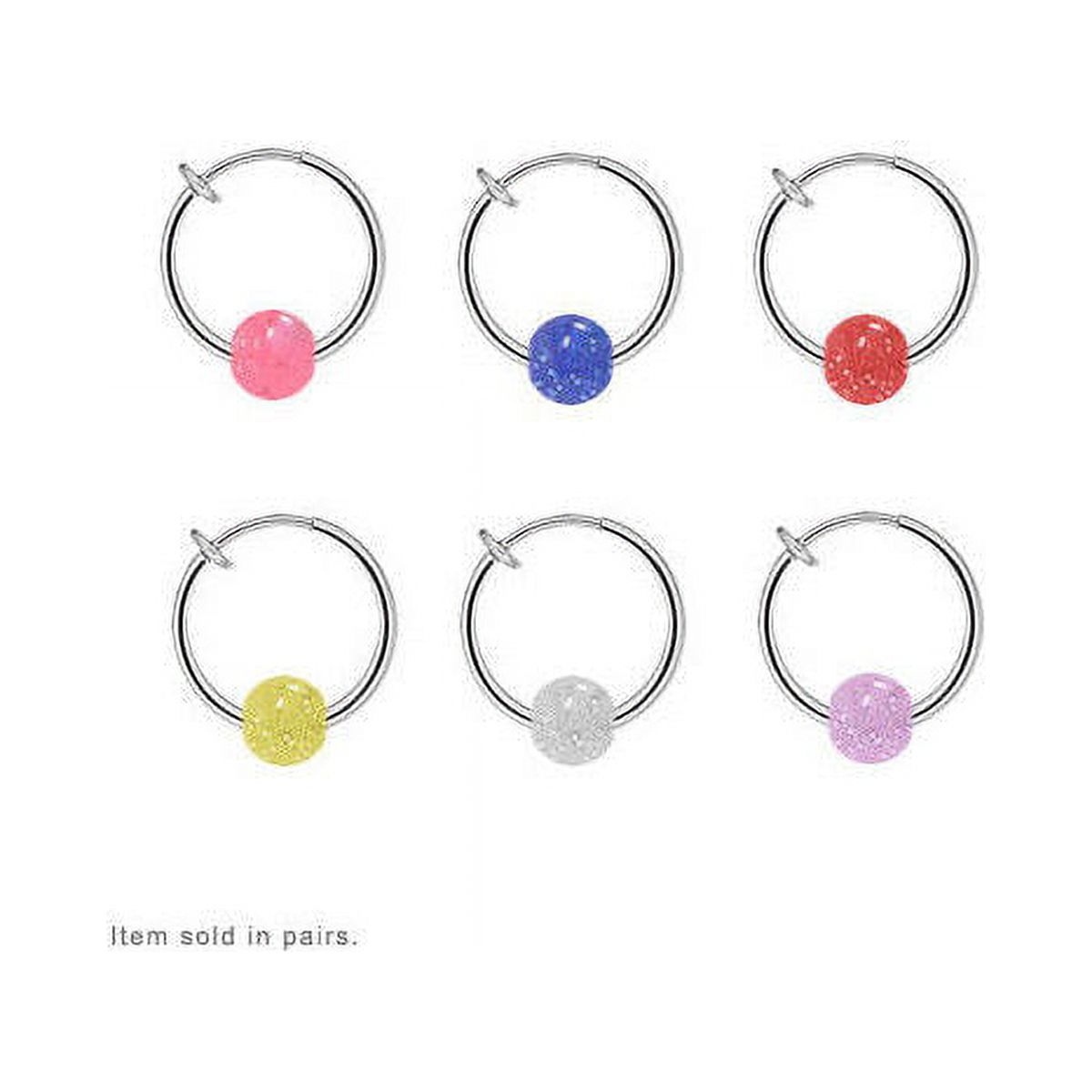Non-Piercing Spring Hoop with Glitter Bead