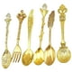thumbnail image 1 of Naiovety 2020 6 uds bronce tallado ecológico pequeño té café cucharas comida tenedor cuchara para mezclar Mostrada oro Naiovety JJ6505-01, 1 of 6