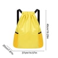 thumbnail image 2 of Yellow Drawstring Backpack Lightweight Backpack Gym Bag With Large Capacity Water-Resistant Fabric And Side Mesh Pockets For Travel And Outdoor Sports 19.3X14.6X7.9In 0.42Lb, 2 of 6