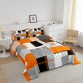 thumbnail image 3 of Erosebridal Patchwork Rectangle Bedding King Comforter Set,Geometry Stripe Bedding Sets King with Comforter,Abstract Artwork Decor,Reversible,Breathable,3-Piece, 3 of 7