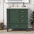 thumbnail image 2 of EUROCO 30" Modern Bathroom Vanity Cabinet Solid Wood with Top Basin,Bathroom Storage Cabinet with Soft Closing Door and 3 Drawers,Green, 2 of 9