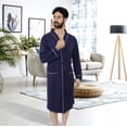 thumbnail image 7 of NY Threads Men's Robe Cotton Blend Knit Bathrobe, Large, Navy, 7 of 7