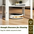 thumbnail image 5 of CRXX Round Coffee Table, 2-Tier Mid Century Modern Tea Cocktail Table with Storage Shelves & 4 Side Compartments, Wood Center Table for Living Room, Small Spaces (White), 5 of 9