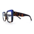 thumbnail image 6 of Womens Clear Lens Luxury Oversized Plastic Cat Eye Fashion Eye Glasses Tortoise Blue, 6 of 8