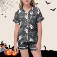 thumbnail image 2 of Shadoumai Halloween Pajamas Set Button Top Cute Graphic Print Short Sleeve Family Easter Outfits Matching Sets Fashion Home Outfit 2-Piece Sleepwear Pjs for, 2 of 5