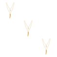thumbnail image 3 of Collar de cadena Minnieouse Hojas Multicapa Oro Plata, 3 of 6