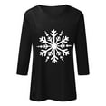 thumbnail image 4 of Women's T-Shirts Basic Tops 3/4 Sleeve Summer Snowflake Print V Neck Tunic Y2k Clothes, 4 of 4