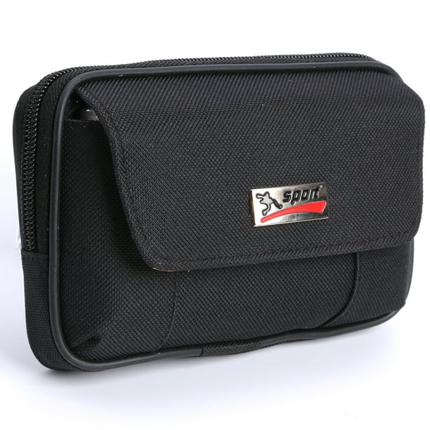 Billetera Monedero impermeable de tela Oxford para hombre cinturon deportivo cartera tarjeta bolso de mano negro