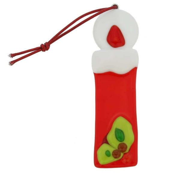 GlassOfVenice Murano Glass Candle Christmas Ornament - Red