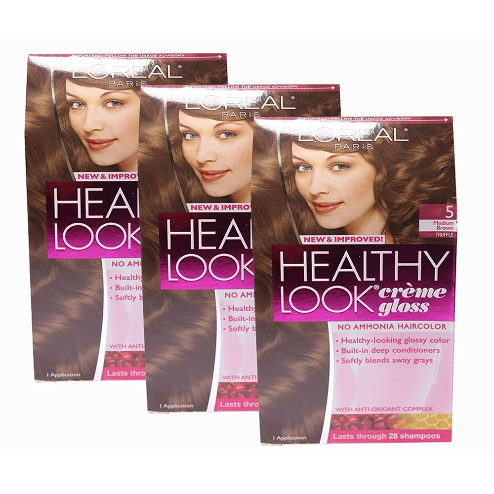 Loreal Healthy Look Hair Dye, Creme Gloss Color, Medium Brown 5, 1 ct