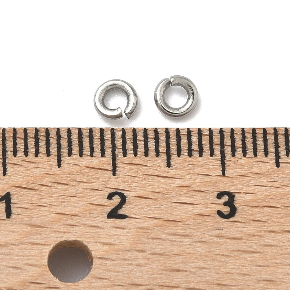 Resistant 304 Stainless Steel Open Jump Rings Stainless Steel Color 4x1mm 18 Gauge Inner Diameter: 2mm DIY