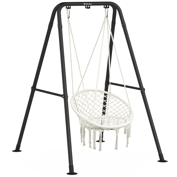 Semoprus Hammock Chair Stand, Outdoor Swing Frame, Indoor Swing Chair Not Included, Heavy-Duty Steel 350lbs, Black
