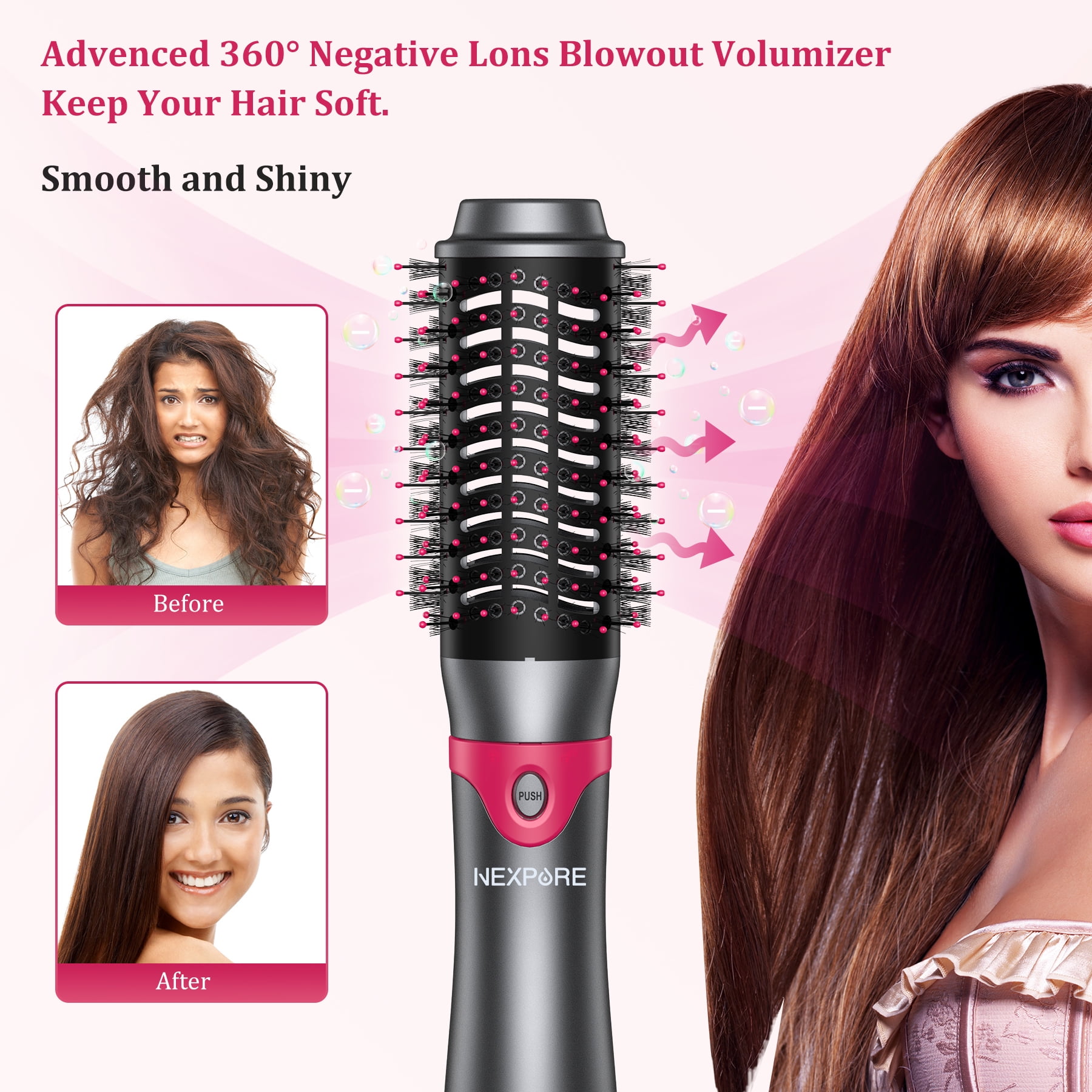 NEXPURE Hair Dryer Brush Set, 1" 5 in 1 Hot Air Brush, Drying, Volumizer Hair Styling Tools, Gray