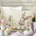 thumbnail image 3 of KCEHTA Easter Pillow Covers 18x18 Inch Farmhouse Rabbit Spring Floral Pillowcase for Couch Sofa Bed, 3 of 5