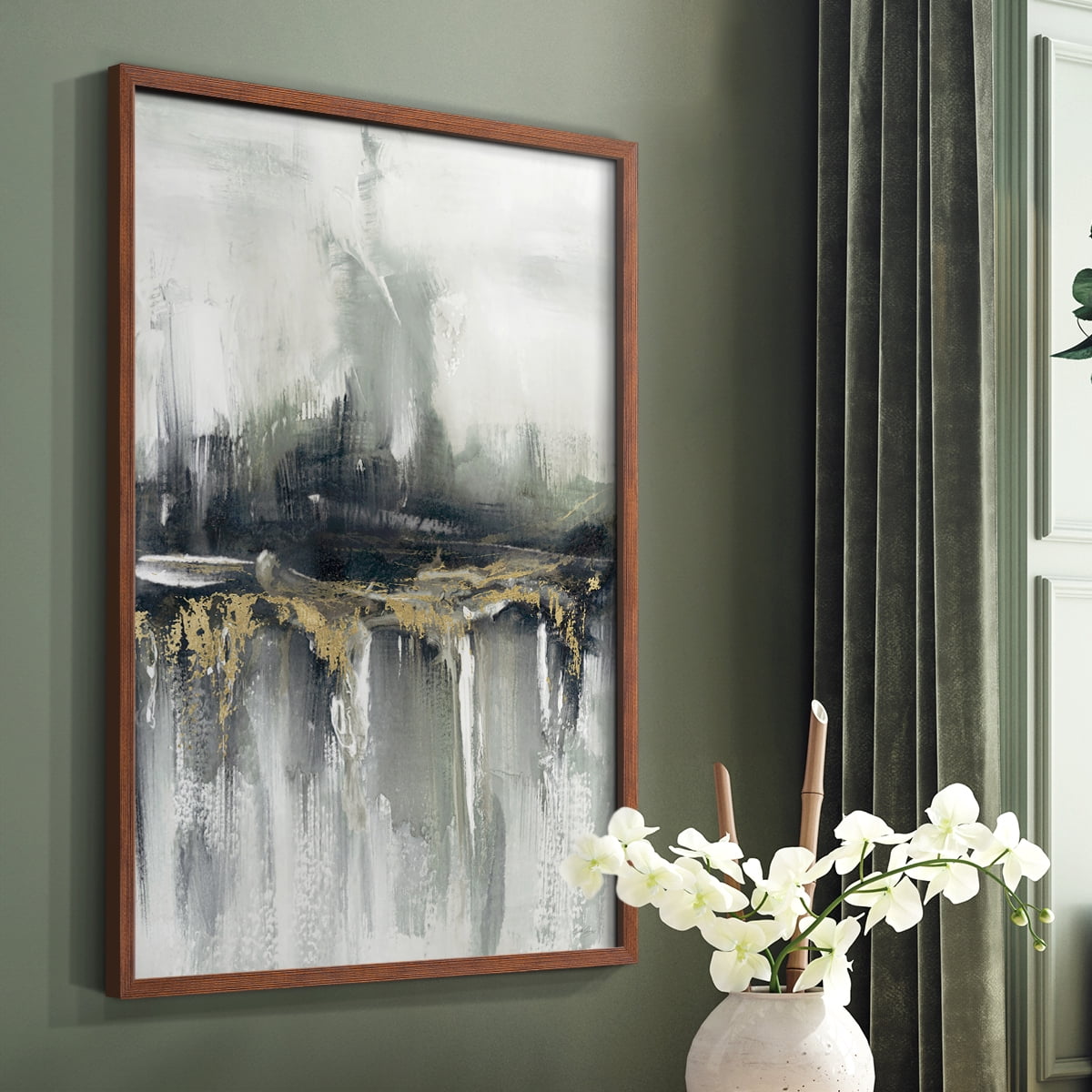 Indyscape and Gold in Brown Solid Wood 8 x 10 Framed Print