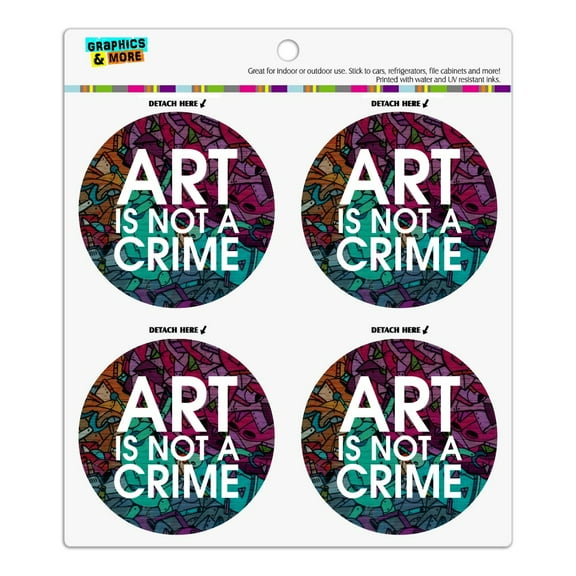 Art Is Not A Crime Graffiti Refrigerator Fridge Locker Vinyl Circle Magnet Set