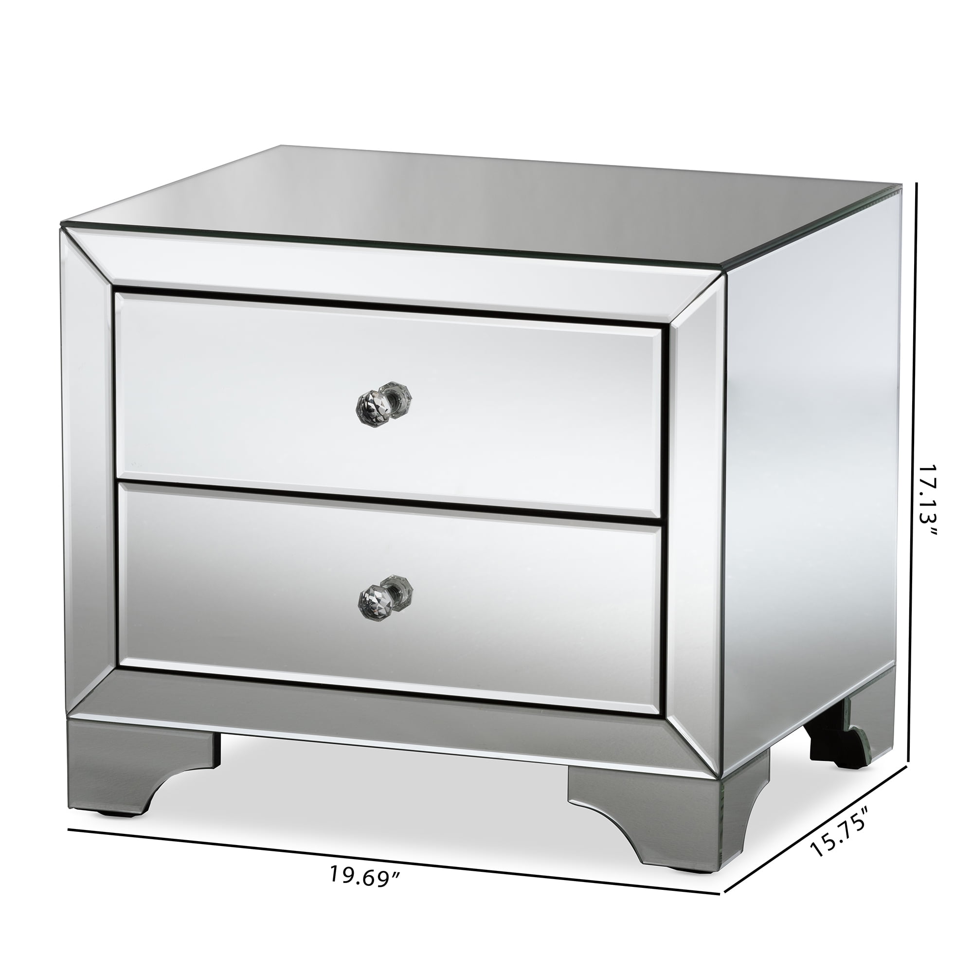 Baxton Studio Farrah Hollywood Regency Glamour Style Mirrored 2-Drawer End Table