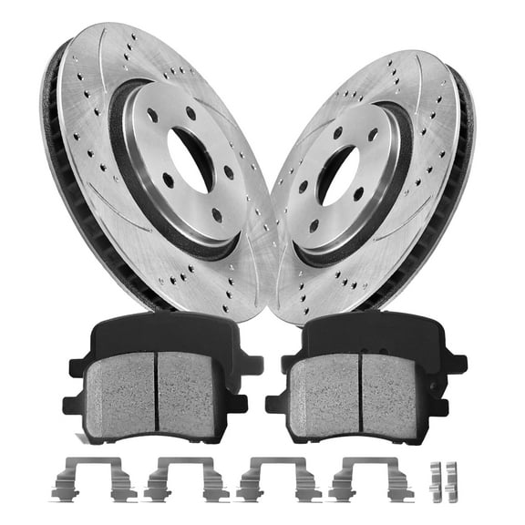 Aurogenix Front Brake Kit, Compatible with 2006-2012 Chevy Malibu, 2006-2008 Chevy HHR, 2008-2009 Pontiac G5 G6, 2007-2009 Saturn Aura, Brake Rotors and Brake Pads, D1160-8270 & 55093, 296mm11.7in