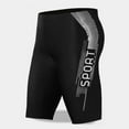 thumbnail image 4 of Guiexla Men Swimming Shorts Water Sport Top O Neck Short Sleeve Slim Fit Elastic Breathable Quick-drying Striped Knee Length Pants Surfing Wading Sports Clothes Swimwear, 4 of 8