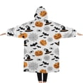 thumbnail image 2 of Oversized Wearable Blanket Hoodie,Halloween Witch Hats Pumpkins and Spider Webs Sherpa Blanket Hoodie with Super Pockets,Super Warm Fuzzy Pullover for Women & Men, 2 of 6