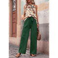 thumbnail image 7 of Womens Summer 2 Piece Outfits Sleeveless Crop Top Flowy Wide Leg Pants Matching Sets Vacation Outfits Green M, 7 of 7