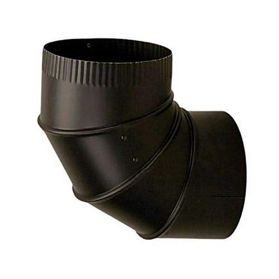 ADJUSTABLE Black 24 Gauge Steel 7" Dia. STOVE PIPE ELBOW 90° BM0015