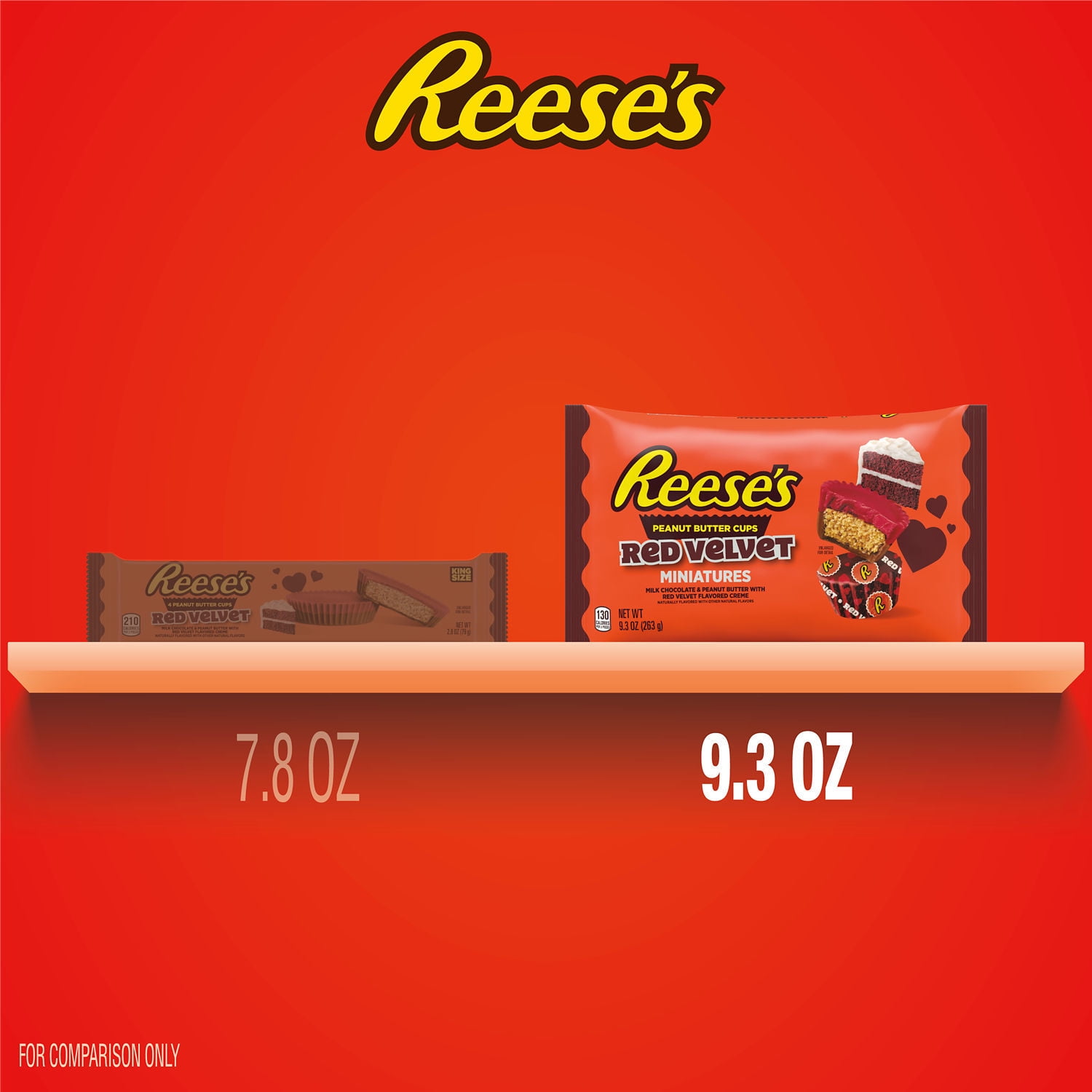 Reese's Miniatures Milk Chocolate and Red Velvet Flavored Creme Peanut Butter Cups Valentine's Candy, Bag 9.3 oz