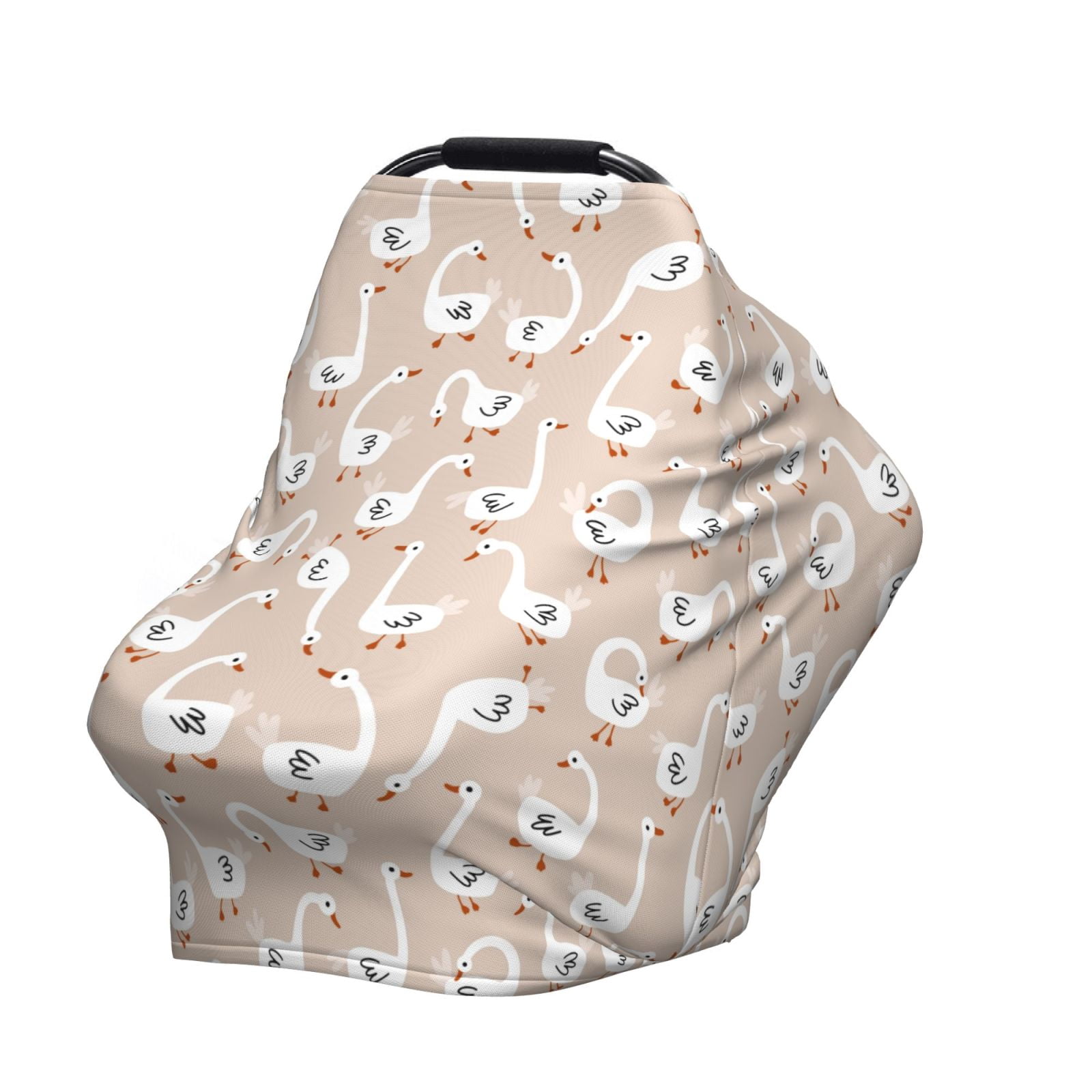 Fotbe White Goose Pattern Car Seat Covers for Babies, Nursing Breastfeeding Cover Infant Carseat Canopy, Soft Stretchy Carrier Cover