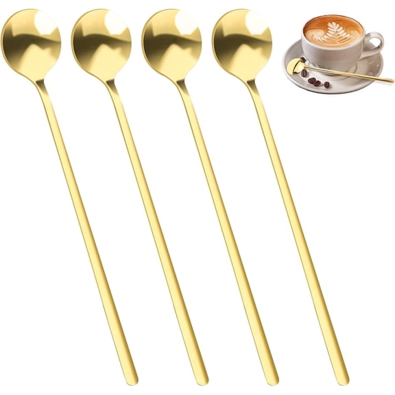Siloon 4 Pcs Gold Coffee Spoons, Stainless Steel Espresso Spoons, Mini Tea Spoons for Dessert, Ice Cream, Sugar