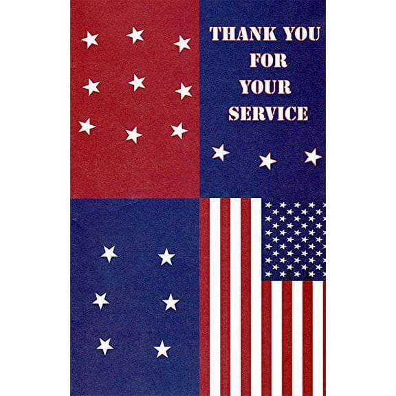 Patriotic Thank You for Your Service Greeting Cards in a Bulk 12 pack