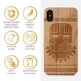 thumbnail image 4 of Case Yard Wooden Case Outside Soft TPU Silicone, Slim Fit Shockproof Wood Protective Phone Cover for Girls Boys Men and Women, Supports Wireless Charging Maya Mask Design case for iPhone-XS-Max, 4 of 7