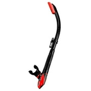 IST Dry-Top Snorkel for Scuba Diving, Snorkeling and Swimming - Black Silicone/Red