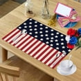 thumbnail image 5 of Independence Day Placemats Cotton Linen Table Mat Non-Slip Patriotic Red Stars Plaid Blue Truck Placemat For Holiday Party, 5 of 6