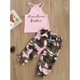 thumbnail image 4 of Miaouyo Kids Girls Pants Set, Sleeveless Letters Print Camisole with Camouflage Trousers Summer Outfit, 4 of 10