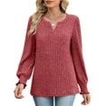 thumbnail image 6 of IROINNID Womens Casual T Shirt Pullover Tops Blouses Round Neck Long Sleeve Loose Fit Tee Solid Color Shirt Comfortable Daily Wear Home Office Fashion(Wine,M), 6 of 9
