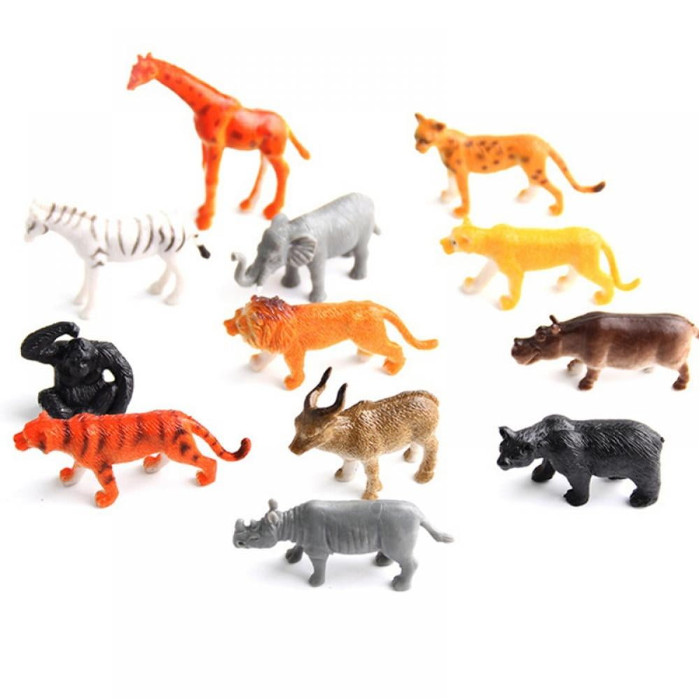 Safari Animal Figurines Set for Kids - Pack of 12 - Assorted  Inch Small  Animal Figures - Sturdy Plastic Toys - Fun Zoo Theme Birthday Party Favor -  Great Gift Idea for Boys and Girls 