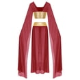 thumbnail image 4 of TSSOE 2Pcs Women Egypt Queen Cosplay Costume Halloween Ancient Rome Crop Top Split with Skirt Set Burgundy S, 4 of 5
