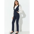 thumbnail image 2 of INSPIRE CHIC Mono elegante con tirantes y pierna recta sin mangas con cinturón y cuello en V para mujer Azul oscuro L, 2 of 5