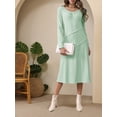 thumbnail image 2 of Gleelaud Women Long Sleeve Button V Neck Ribbed Knit Elegant Loose Fit Fall Midi Dress Trendy Dresses Green, 2 of 6