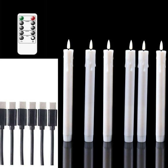 Velas cónicas LED recargables Datomarry de 25,5 cm, paquete de 6