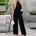 thumbnail image 4 of Women's Summer 2 Piece Outfits Casual Criss Cross Sleeveless Tank Tops and Wide Leg Pants Sets Tracksuits Ladies Clothes, 4 of 8