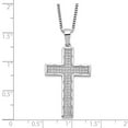 thumbnail image 3 of Diamond2Deal 925 Sterling Silver Rhodium-plated 70 Stone Micro Pav‚ CZ Cross Necklace with 2 Inch Extender for Women 18", 3 of 5
