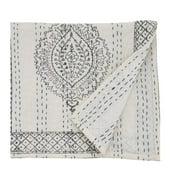 Fennco Styles Unique Taj Kantha Stitch Cotton Table Runner 14 x 72 Inch