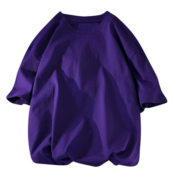 breaise Men's Oversize Short Sleeve Athletic T-Shirts 2025 Summer Basic Tee Shirt Big and Tall Round Neck Tshirt Purple XXL Special offer