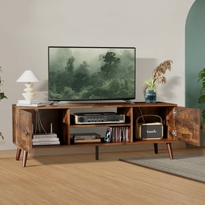 Gianna Mid-Century TV Stand for 60" TVs, Vintage Brown