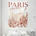 thumbnail image 1 of Paris Tapestry, Vintage Watercolor Style Paris Illustration with Tour D'Eiffel Old Streets Artistic Image, Wall Hanging for Bedroom Living Room Dorm Decor, 60W X 80L Inches, Pink, by Ambesonne, 1 of 2