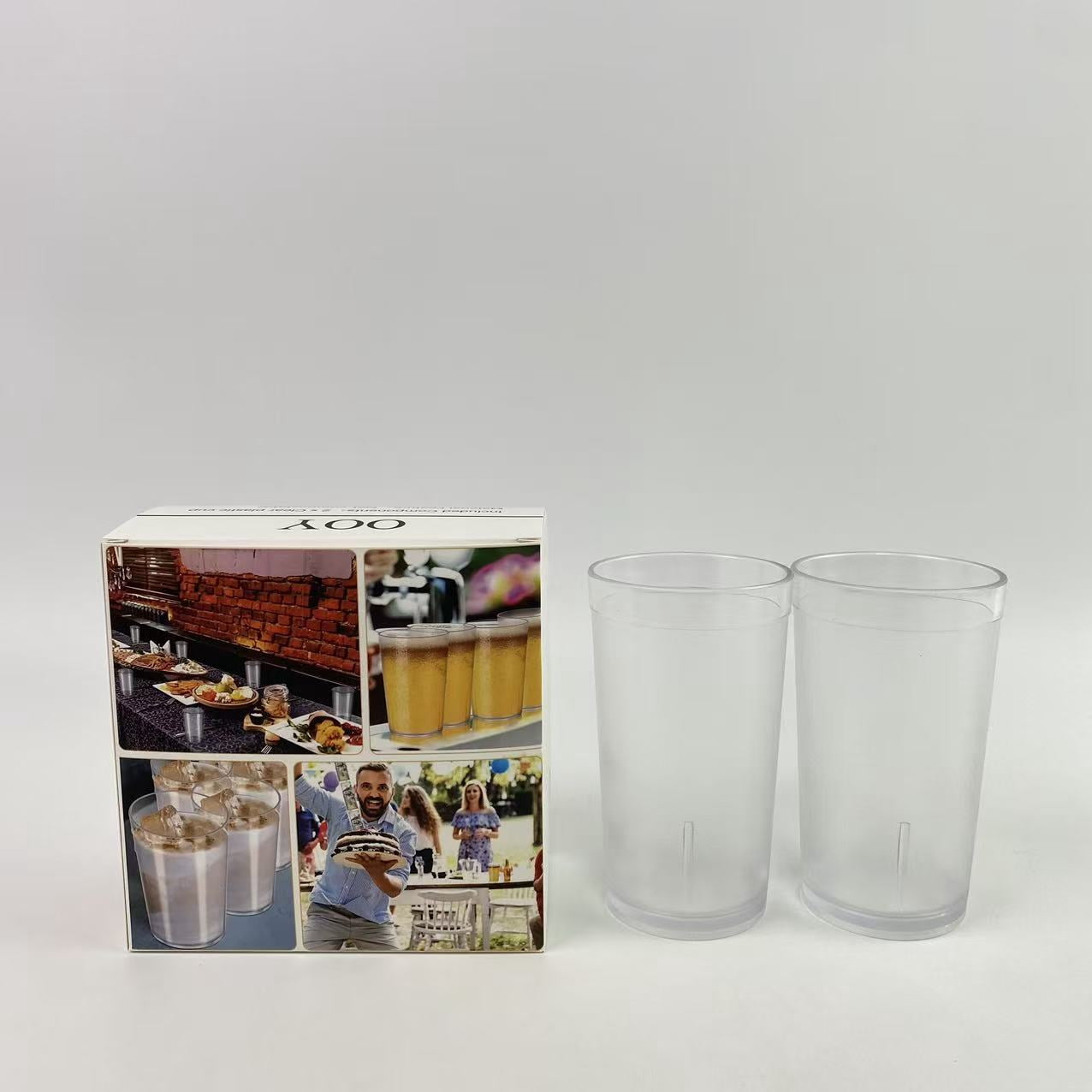 OOY cups,Plastic Drinking Glasses Set 5 oz Clear Plastic Tumblers Stackable Frosted Cup Reusable Drinking Glasses Cups Bulk for Weddings Party Restaurant Kitchen
