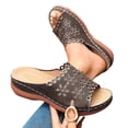 thumbnail image 4 of Women Wedge Sandals Platform Open Toe Strappy Wide Fit Shoes Womens Comfort Ladies Summer Non Slip Walking Shoes Casual Slippers Coffee 7.5, 4 of 7