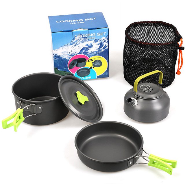 Camping Cookware Set, Camping Kettles, Non-Stick Lightweight Pots Set Portable With Mesh Storage Bag For Outdoor Hiking & Picnic